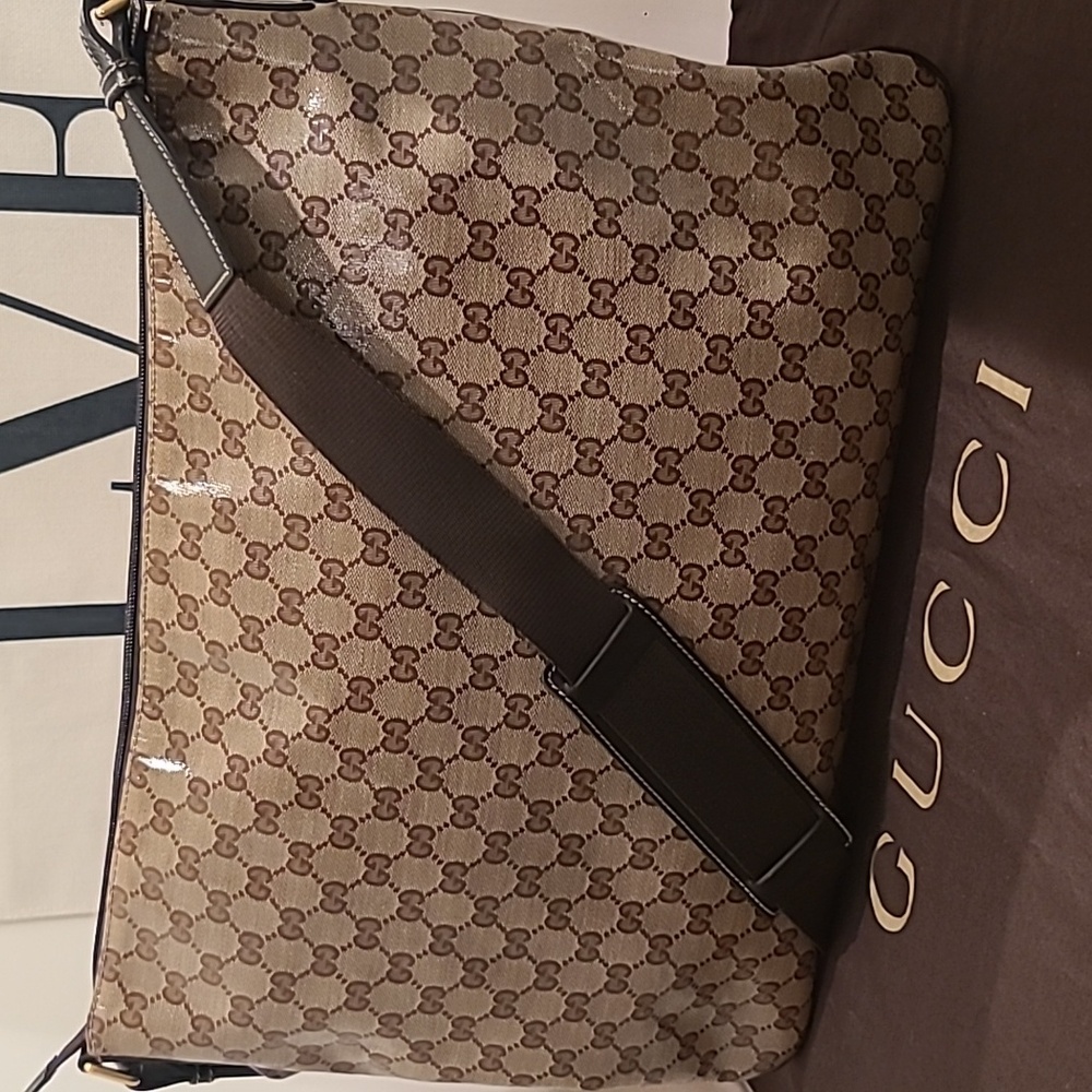 Gucci Crystal Coated Canvas vintage 2000's oversize msgr bag excellent condition - Picture 12 of 17